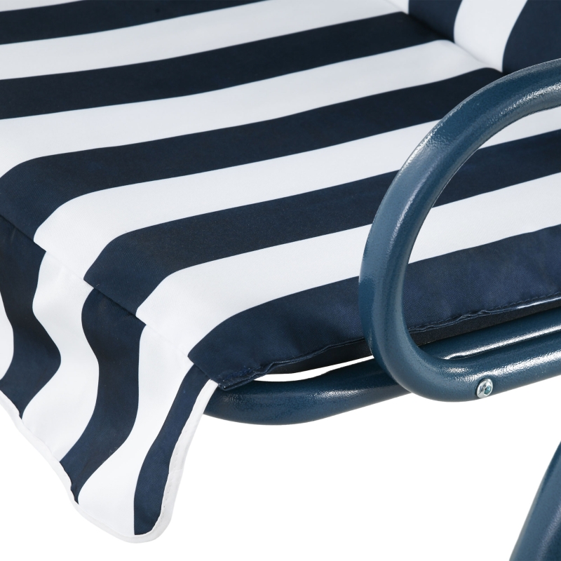 Best 3 Seater Garden Swing Seat Chair Outdoor Bench with Adjustable Canopy and Metal Frame, Blue Stripes - Image 9