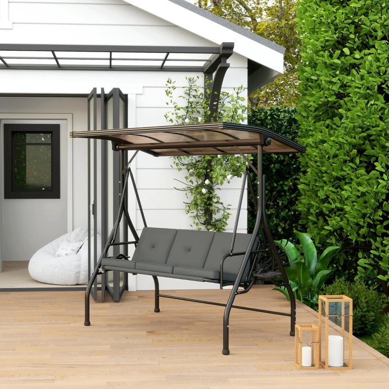 Best Convertible Three-Seater Swing Bench Bed - Dark Grey - Image 2