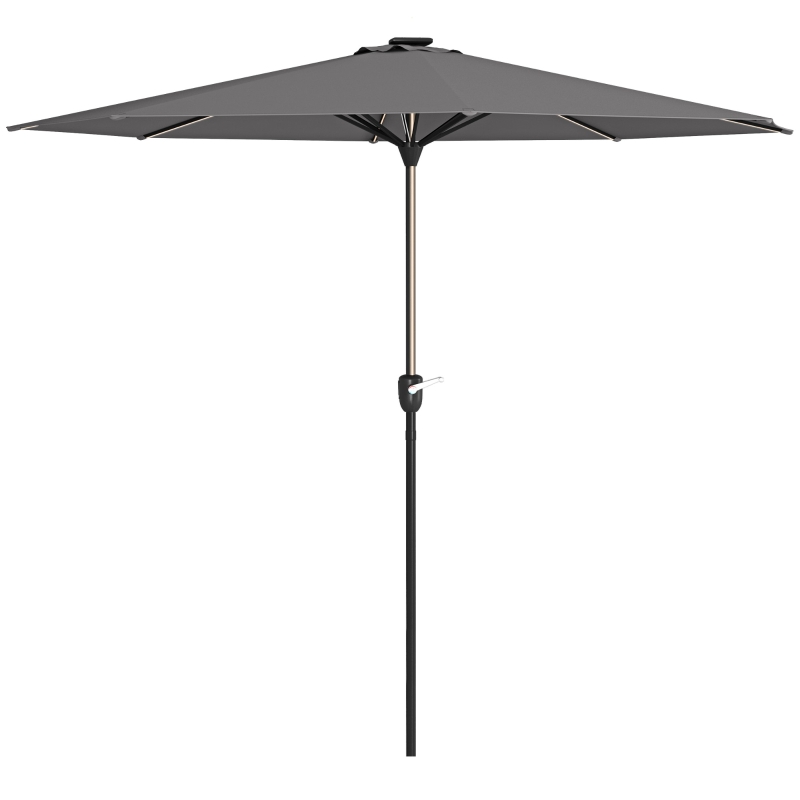 Best 2.65m Garden Parasol, with LED Lights - Dark Grey - Image 11