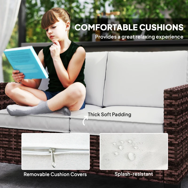 Best Two-Seater Rattan Outdoor Sofa - Brown - Image 6