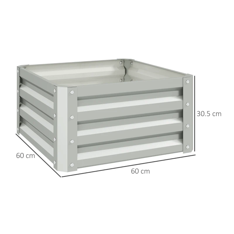 Best Set of Two 60 x 60cm Steel Planter Boxes - Light Grey - Image 3