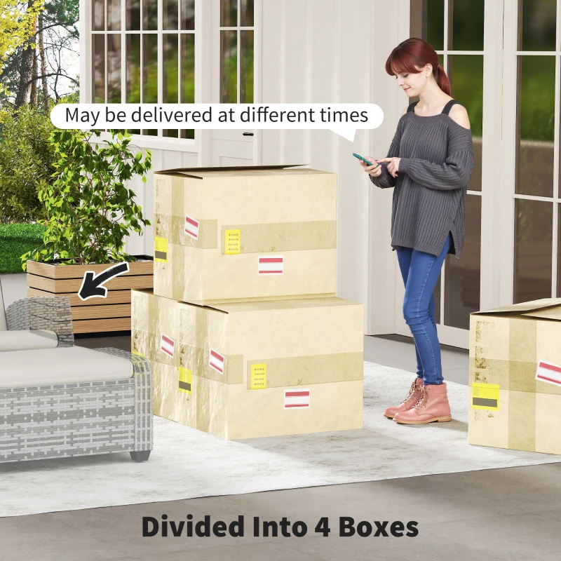 Best 5-Piece Rattan Garden Furniture Set with Cushions - Grey - Image 8