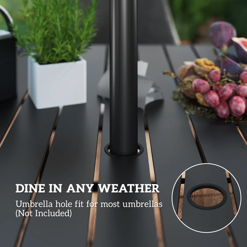 Best 6 Seater Rattan Dining Set with Cushions, Garden Furniture Set with Armchairs, Rectangle Slatted Table Top, Steel Frame, Parasol Hole, Wicker Outdoor Furniture for Patio, Balcony, Grey - Image 8