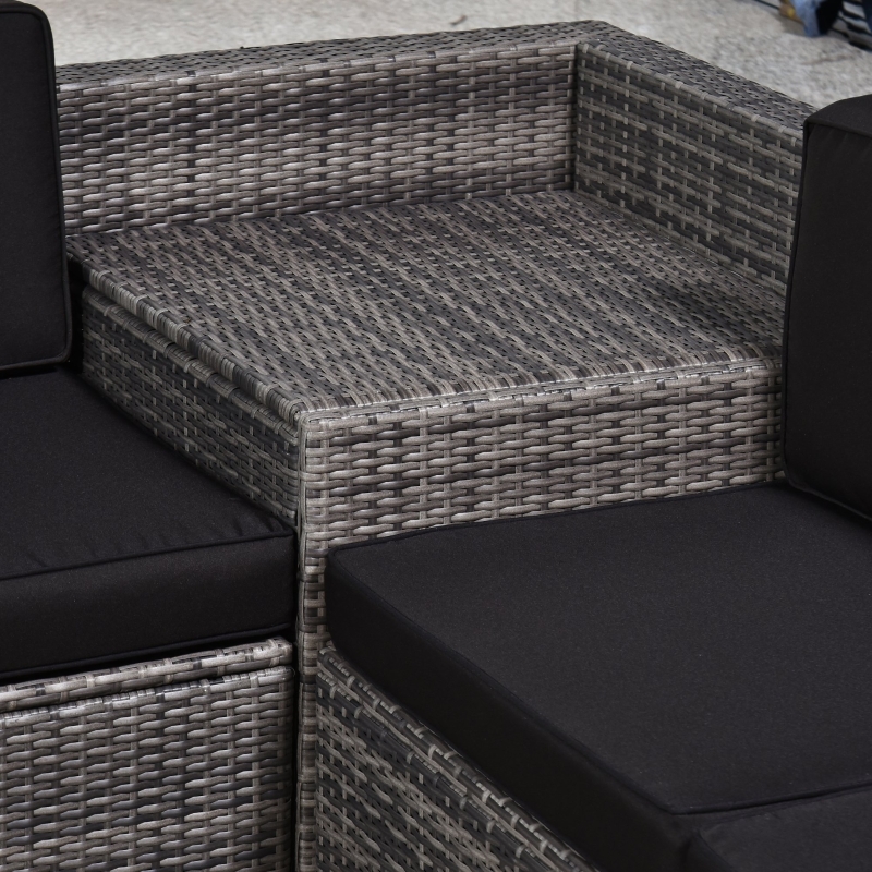 Best 6-Seater Rattan Sofa Furniture Set W/ Cushions, Steel Frame-Grey - Image 12