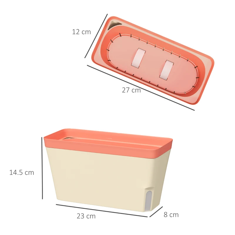 Best Set of 3 Self Watering Plant Pots Outdoor, 27cm Rectangular Garden Planters with Visual Water Level Window, Plastic Flower Pots for Indoor Outdoor Garden Balcony Windowsil - Image 3