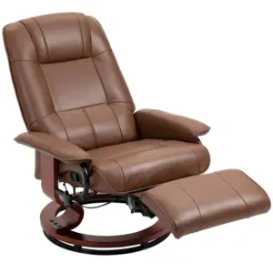 Best Faux Leather Armchair, with 145° Reclining Back and Footrest - Brown