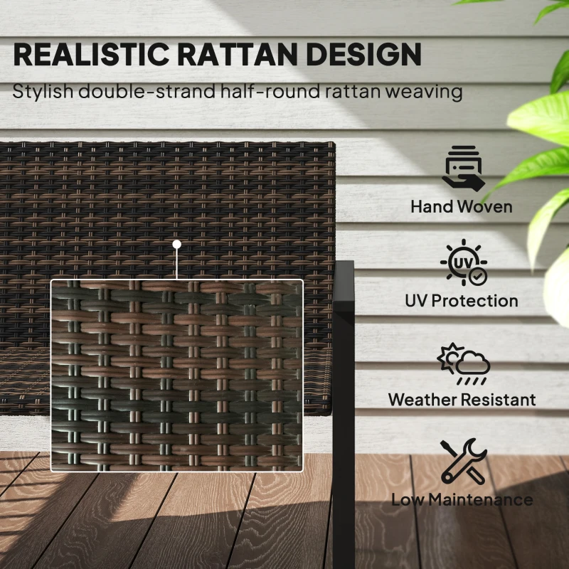 Best 2 Seater Rattan Garden Bench, Outdoor Bench with Quick-Drying Cotton Padding, Wicker Garden Loveseat with Armrests, Steel Frame for Patio, Park, Mixed Brown - Image 5