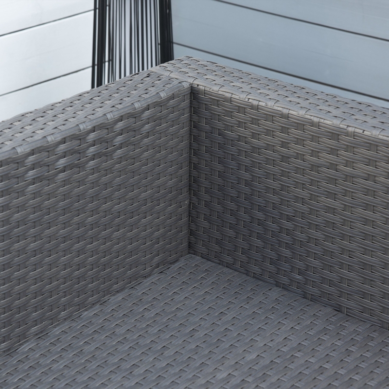 Best 9-Seater Garden Rattan Furniture 10 Pcs Rattan Corner Dining Sofa Set, Grey/Dusty Blue Cushion - Image 11