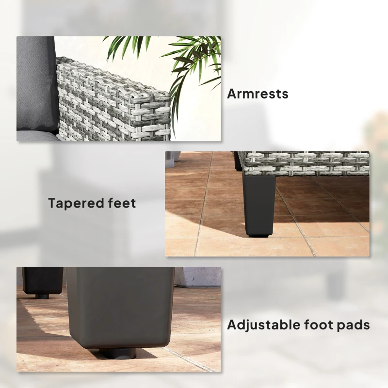 Best Two-Seater Rattan Outdoor Sofa - Light Grey - Image 7