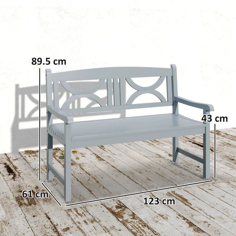 Best 2-Seater Wooden Garden Bench Outdoor Patio Loveseat for Porch, Grey - Image 3