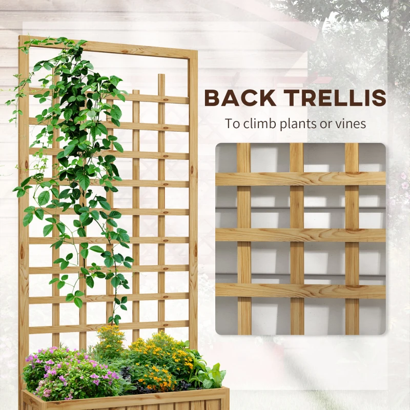 Best Wooden Trellis Planter, Raised Garden Bed with Wheels, to Climb and Grow Vegetables, Herbs and Flowers, Natural - Image 4