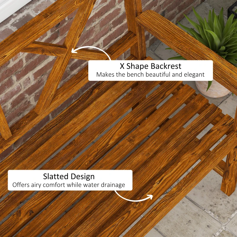 Best Two-Seater Fir Wood Bench, with Bottom Shelf - Natural - Image 6