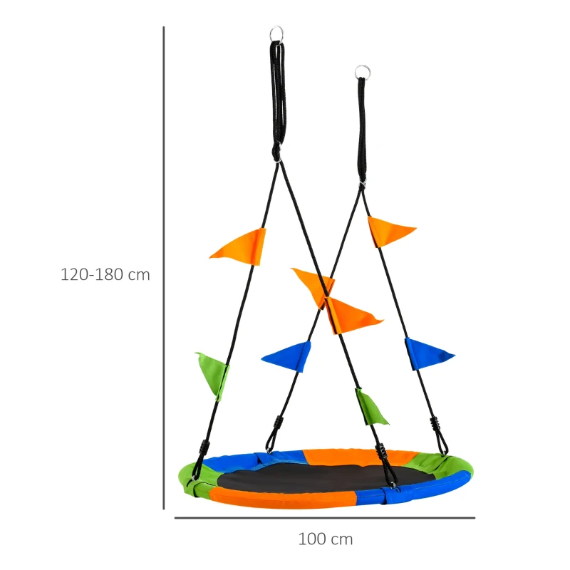 Best Kid Nest Swing Seat Saucer Tree Swing 40 Inch/100cm Adjustable Rope Outdoor Indoor for Kids Over 3 Years Old Multi-Colour - Image 3