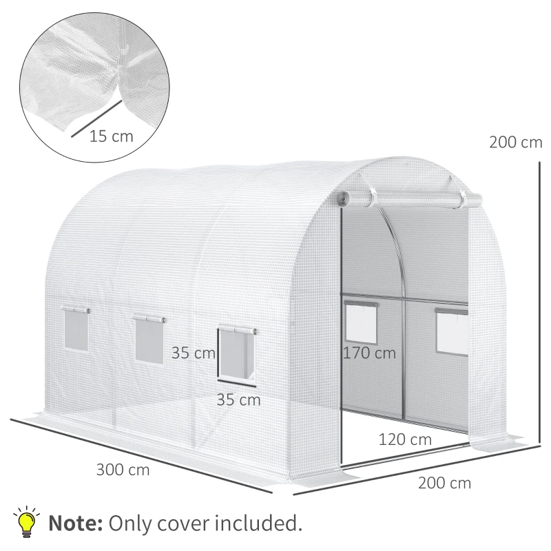Best 3 x 2 x 2m Greenhouse Replacement Cover ONLY Winter Garden Plant PE Cover for Tunnel Walk-in Greenhouse with Roll-up Windows Door Outdoor, White - Image 3