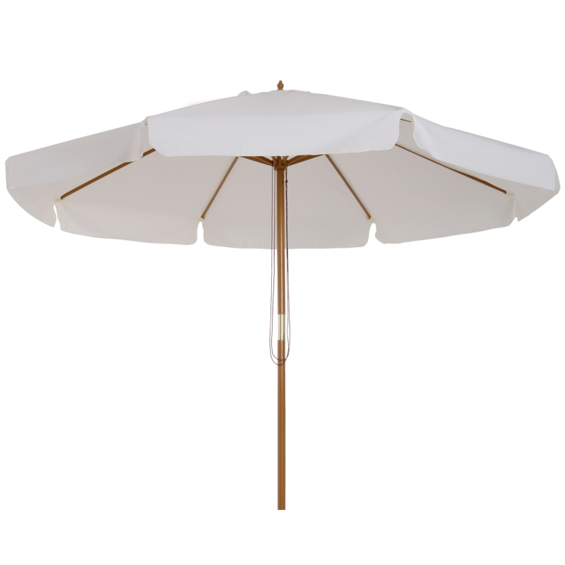 Best 3.3m Elegant Wooden Parasol - Cream