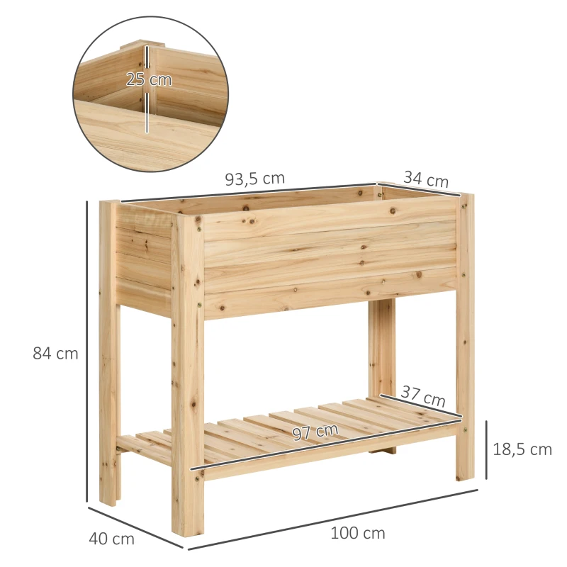 Best Wooden Raised Plant Stand Outdoor Flower Bed Box with Clapboard 100 x 40 x 84cm - Image 3