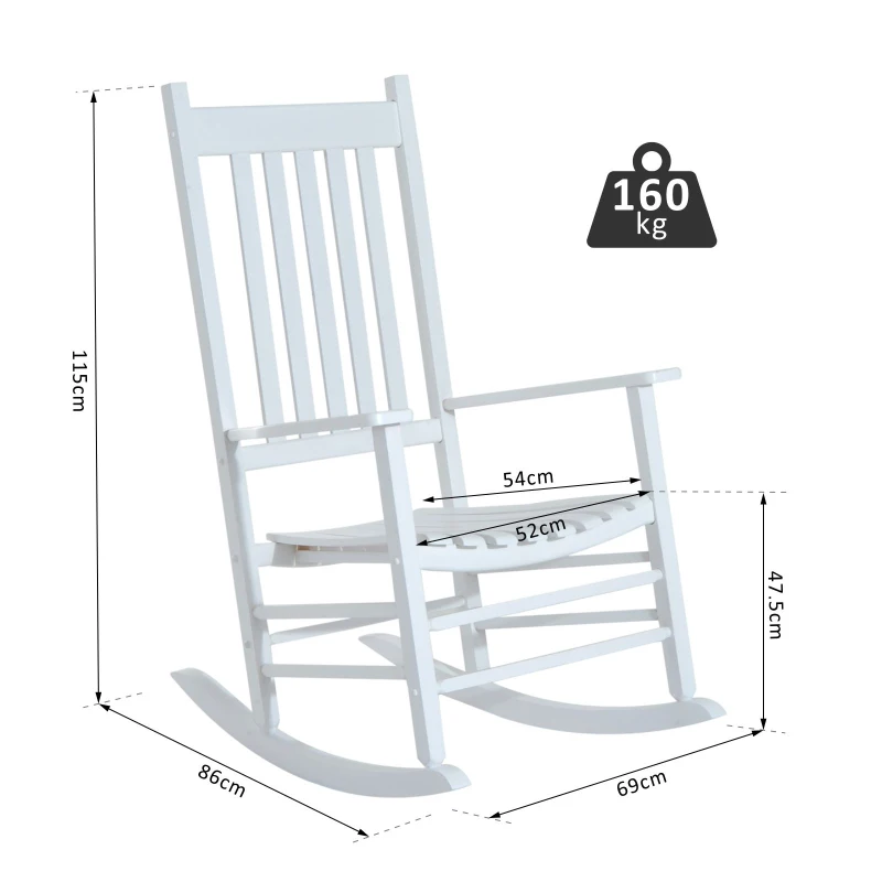 Best Outdoor Porch Rocking Chair Armchair Wooden Patio Rocker Balcony Deck Garden Seat White - Image 3