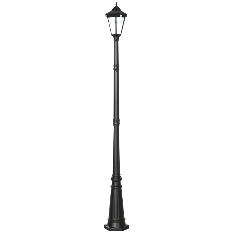 Best 2.4 m Garden Lamp Post Light, LED Solar Powered Patio Path Lighting Lamp with Aluminium Frame, PIR Motion Sensor for Lawn, Pathway, Driveway, Black - Image 11