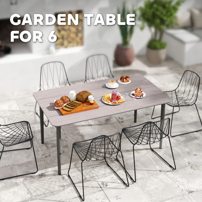 Best Garden Table, Outdoor Dining Table for 6 People, 160 x 90 x 74 cm, with Rust Resistant Metal Frame, WPC Top, for Balcony, Terrace, Light Grey - Image 4