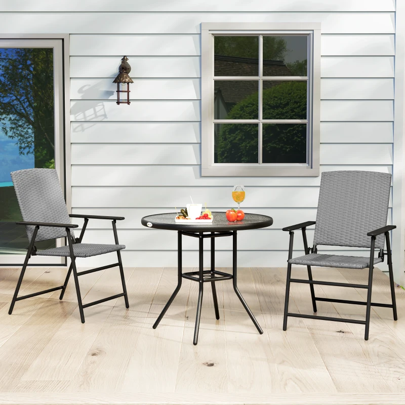 Best Set of Two Folding Rattan Seat Chairs - Grey - Image 8