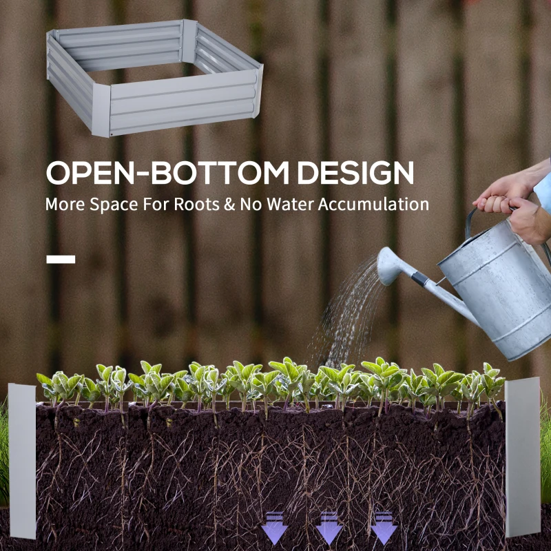 Best Set of 2 291L Raised Garden Bed, Elevated Galvanised Planter Box for Flowers, Herbs, 100x100x30cm, Grey - Image 5
