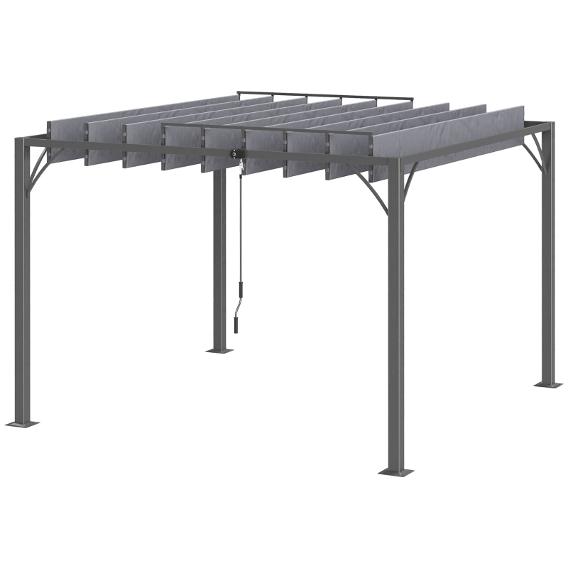 Best 3 x 3(m) Outdoor Pergola with Retractable Roof, Aluminium Louvered Patio Gazebo Canopy for Lawn Garden Patio, Grey - Image 11
