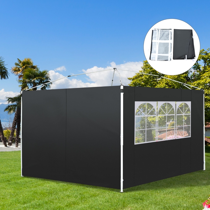 Best 3 Meters Gazebo Replaceable Exchangeable Side Panel Wall Panels Walls With Window, Black - Image 9
