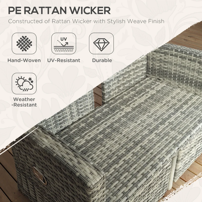 Best 4 Piece Rattan Garden Furniture Set Outdoor Sofa Sectional Set with Glass Top Table for Poolside, Light Grey - Image 4