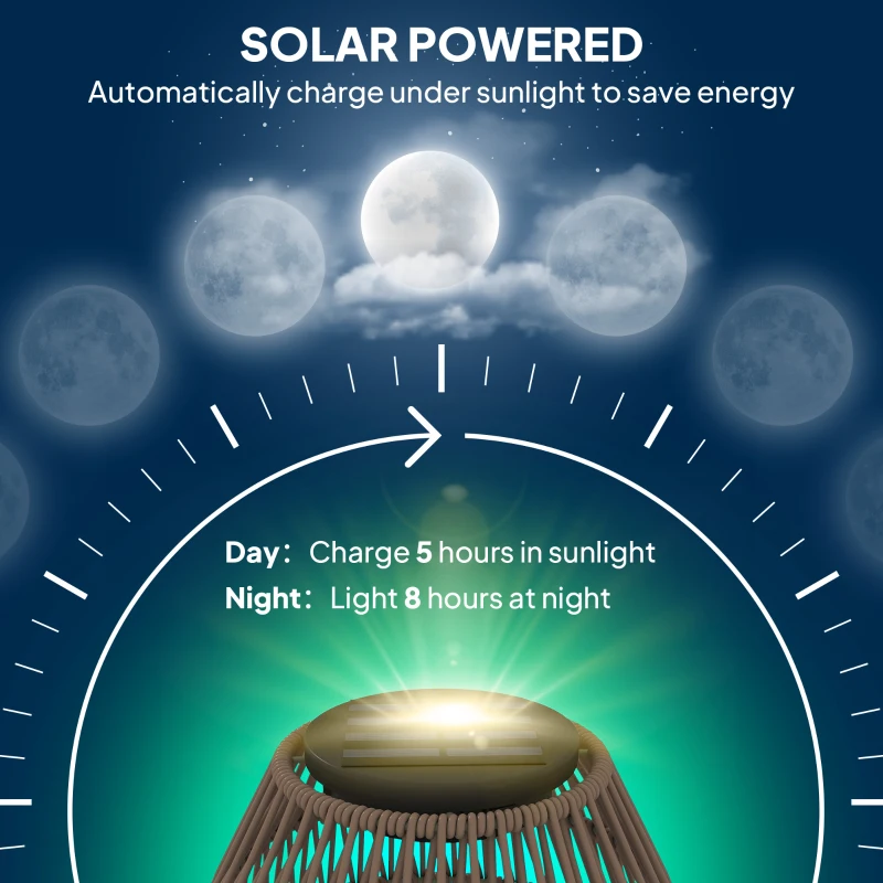 Best Rattan Solar Lamp, Garden Solar Lantern with Auto On/Off Light, IP44 Waterproof, Decorative Outdoor Rattan Lamp for Porch, Pathway, Dark Brown - Image 4