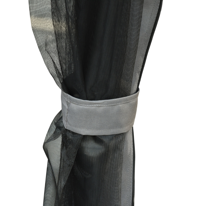 Best 3 Seater Swing Chair 3-in-1 Convertible Garden Swing Seat Bed Gazebo Patio Bench Outdoor with Double Tier Canopy, Cushioned Seat, Mesh Sidewalls, Grey - Image 9