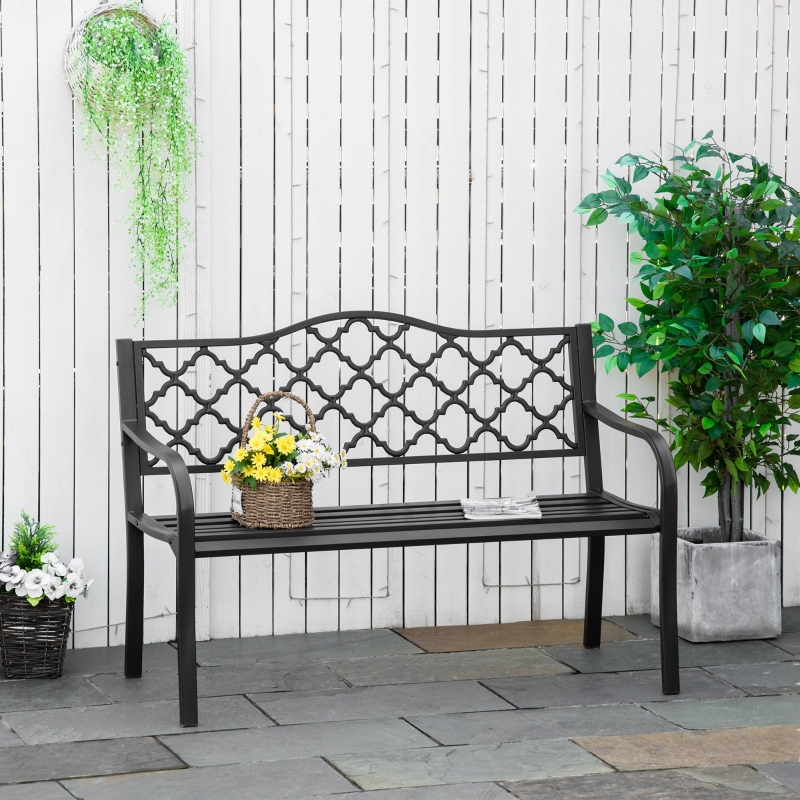 Best Antique Style Outdoor Cast Iron Front Porch Bench Path Chair Seat Outdoor - Image 14