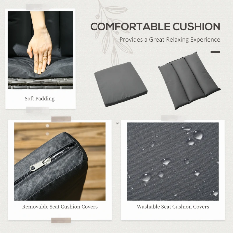 Best Seven-Piece Rattan Dining Table, with Round Glass-Top Table - Mixed Grey - Image 5