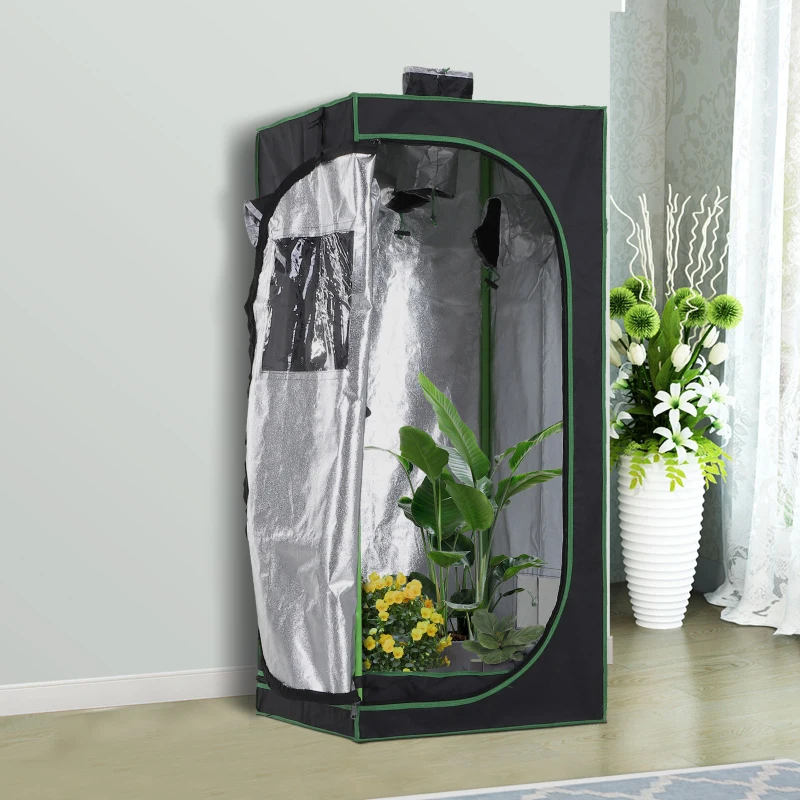 Best Grow Tent Reflective Mylar Hydroponic with Adjustable Vents and Floor Tray for Indoor Plant Growing, 60 x 60 x 140 cm (24.5" x 24.5" x 55") - Image 2