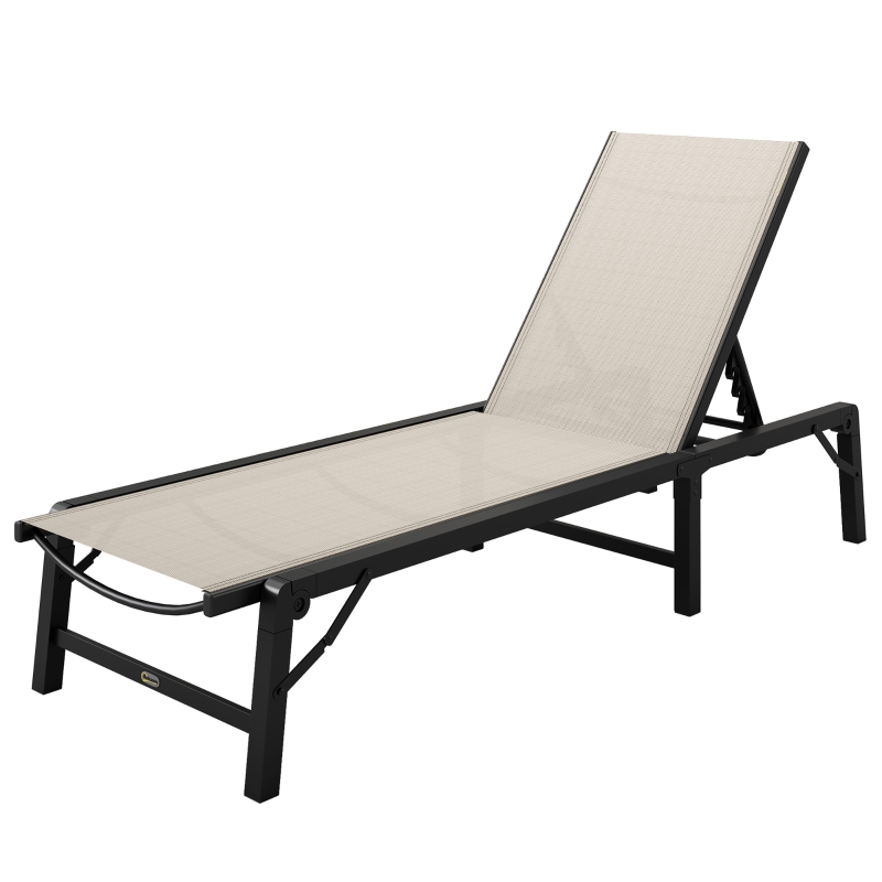 Best Folding Sun Lounger, 5-Position Adjustable Garden Chaise Lounge Sunbed, Steel Frame Reclining Chair for Beach, Porch, Patio, Camping, Khaki - Image 11