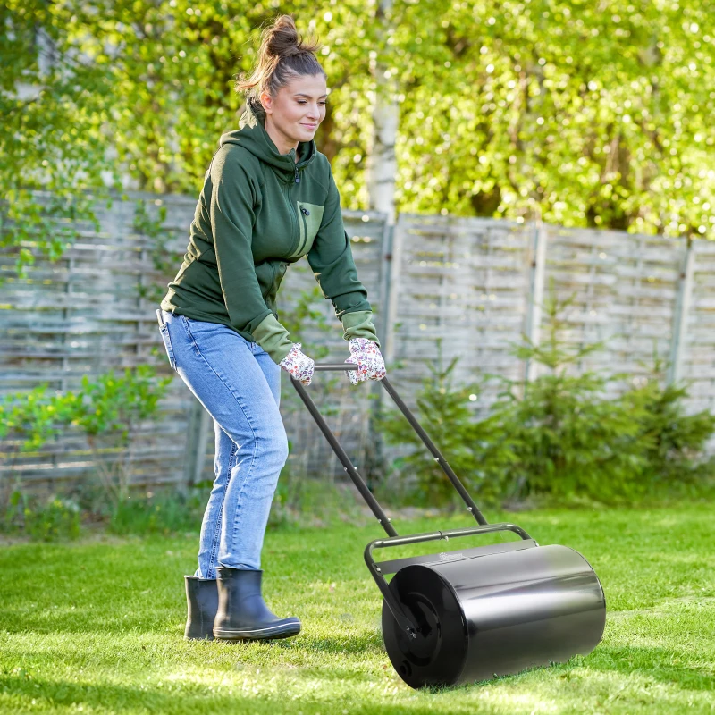 Best 38L Fillable Cylinder Steel Lawn Roller - Black - Image 2