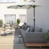 Best 2m Half Parasol Market Umbrella Garden Balcony Parasol with Crank Handle, Base, Double-Sided Canopy, Cream White - Image 2