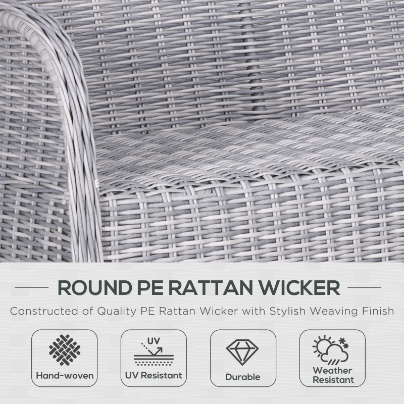 Best Garden PE Rattan Dining Sofa Set, Outdoor 4 Seater Wicker Furniture, High Back Chairs with Cushions, Tempered Glass Coffee Table for Patio, Mixed Grey - Image 4
