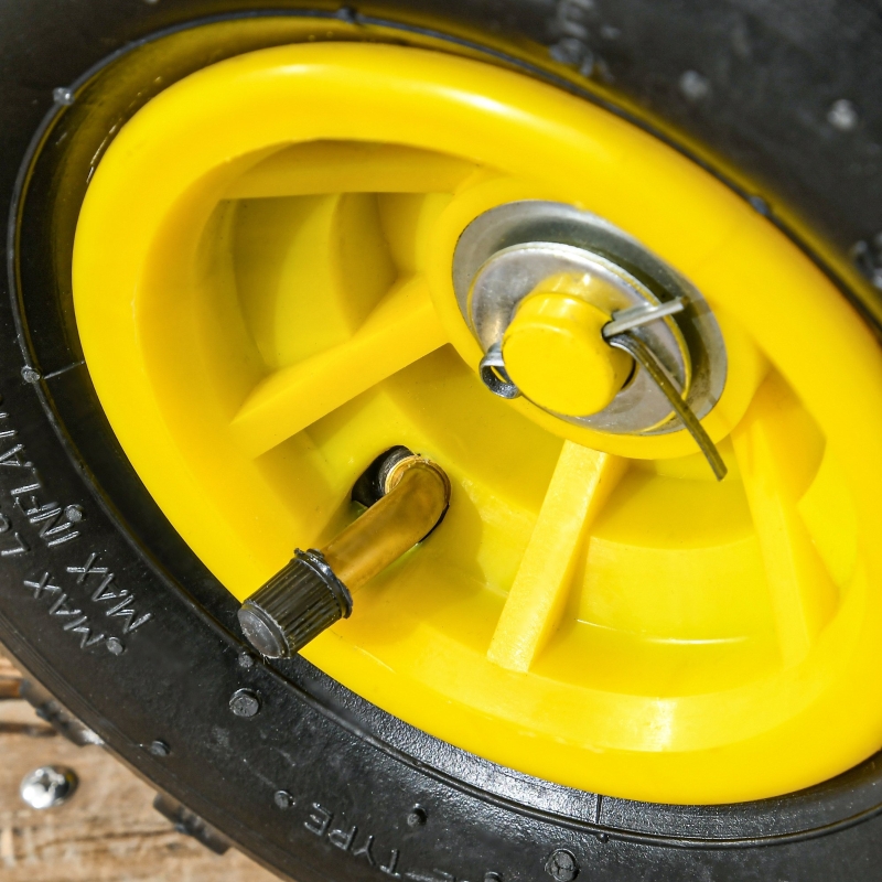 Best Garden Trolley Cart, Heavy Duty Garden Cart with Metal Frame, 10" Pneumatic Wheels, Rotating Handle, 150kg Capacity, for Garden, Farm, Yellow - Image 9