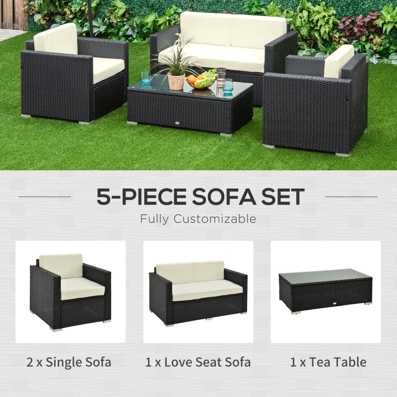 Best 4-Seater Rattan Sofa Set Garden Rattan Furniture Wicker Steel Chair Seat Furniture Patio Rattan Garden Sofa Black - Image 5