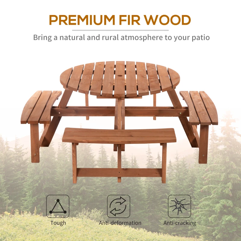 Best 8-Seater Wooden Picnic Set-Fir Wood - Image 6