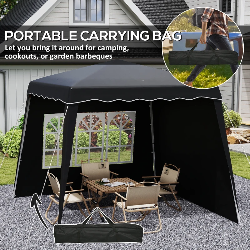 Best 2.4 x 2.4m Two Wall Pop Up Gazebo - Black - Image 8