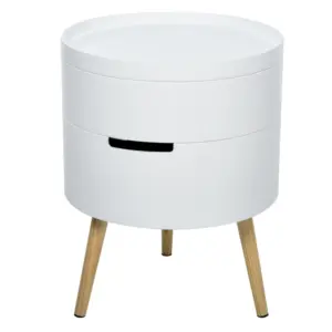 Best 3-Tier Coffee Table, Round End Table with 2 Hidden Compartments and Detachable Tray, Side Table with Storage for Living Room, White