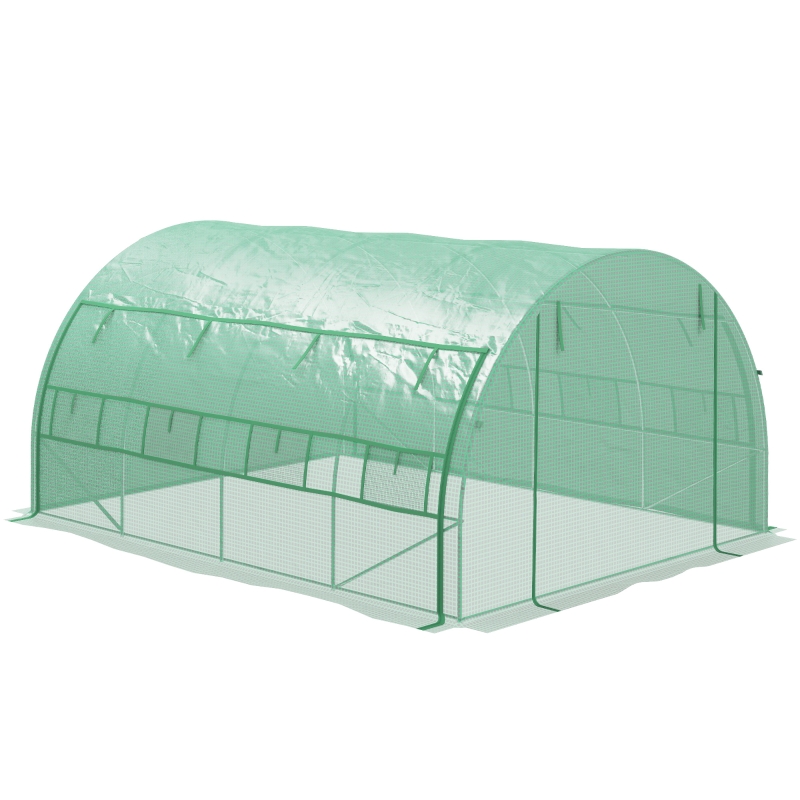Best Polytunnel Greenhouse Walk-in Grow House Tent with Roll-up Sidewalls, Zipped Door and 8 Windows, 4x3x2m Green - Image 11