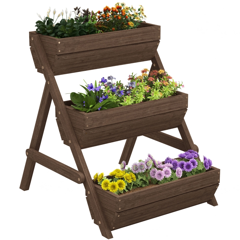Best 3 Tier Raised Garden Bed Wooden Elevated Planter Box Kit, 66L for Flower, Vegetable, Herb, 65x75x78cm, Tan - Image 11