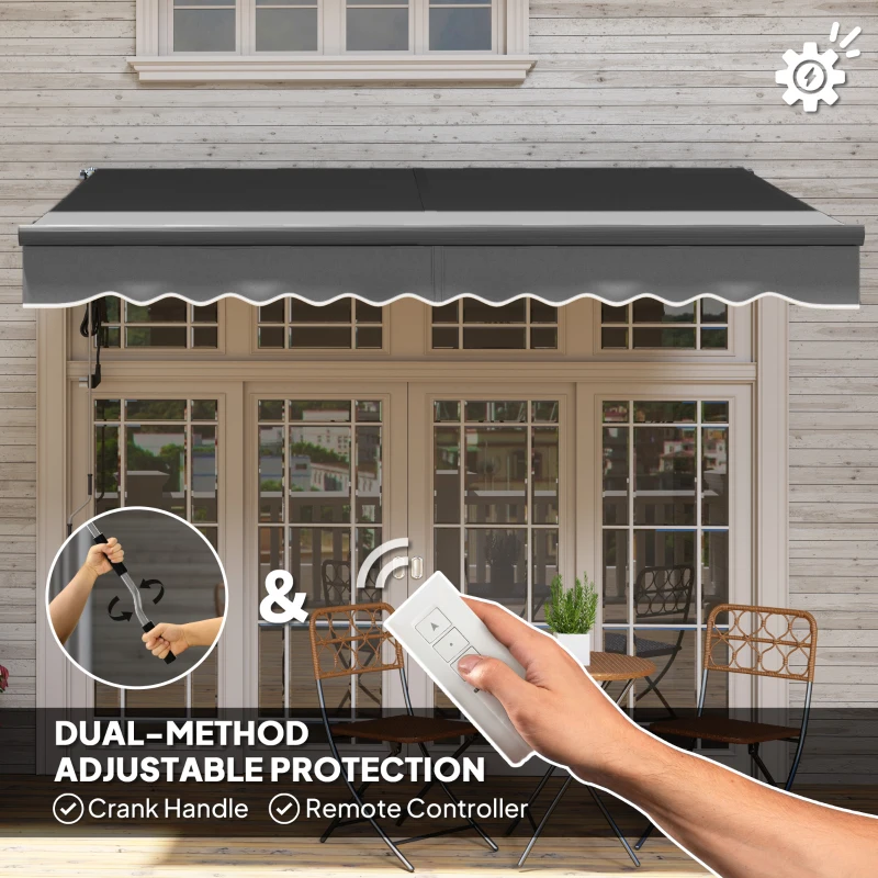 Best 3 x 2.5m Electric Awning with Remote Controller, Aluminium Frame DIY Retractable Awning, UV30+ Sun Shade Canopy for Garden Patio Deck Door Window, Dark Grey - Image 4