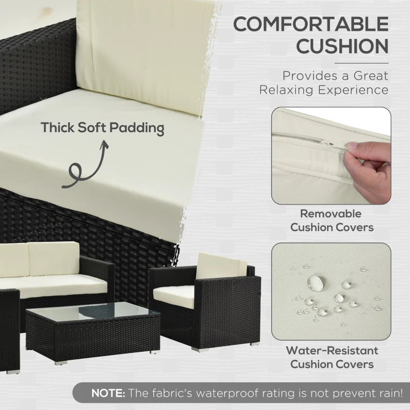 Best 4-Seater Rattan Sofa Set Garden Rattan Furniture Wicker Steel Chair Seat Furniture Patio Rattan Garden Sofa Black - Image 6