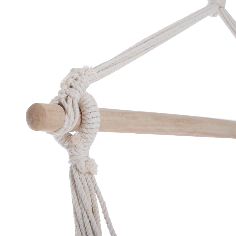 Best Outdoor Hanging Rope Chair with Cotton Rope, Garden Hammock Chair with Wooden Support Bar Cotton Cloth, Portable Garden Chair for Patio & Tree, Red - Image 9