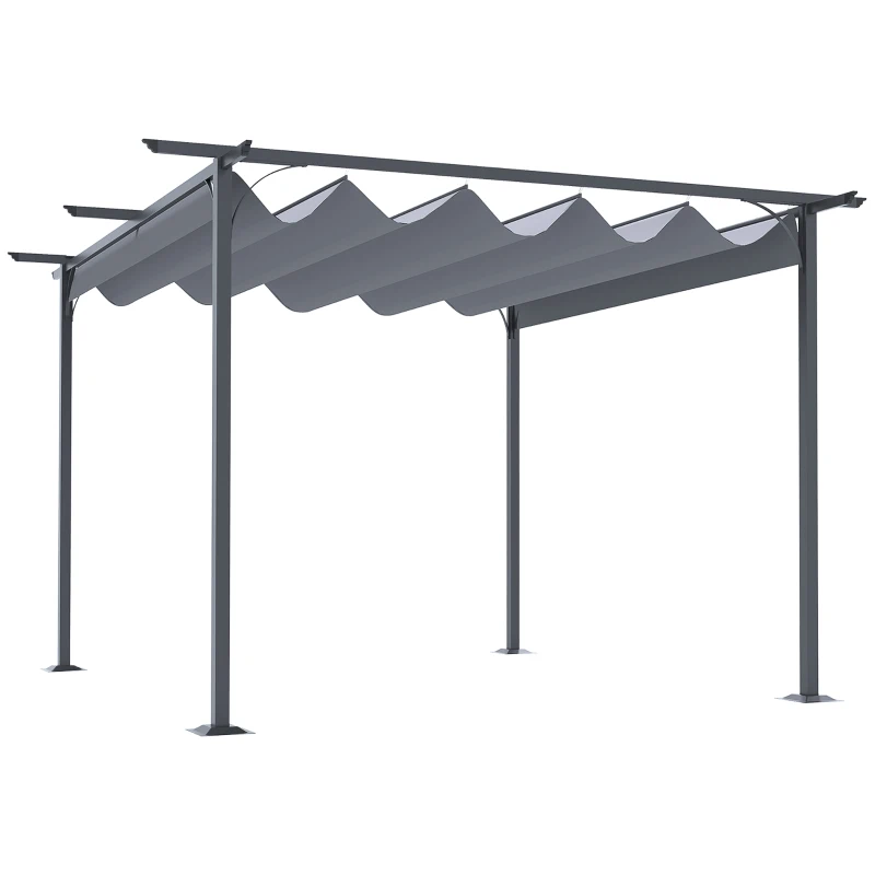 Best 3.5M X 3.5M Metal Pergola Gazebo Awning Retractable Canopy Outdoor Garden Sun Shade Shelter Marquee Party BBQ, Grey