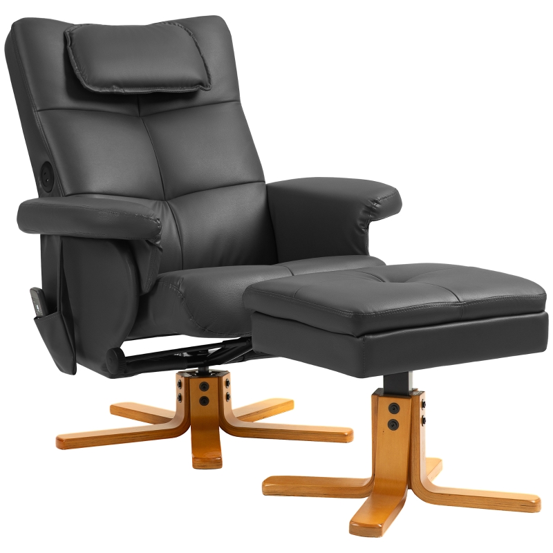Best Faux Leather Massage Recliner Chair, with Storage Ottoman - Black - Image 11