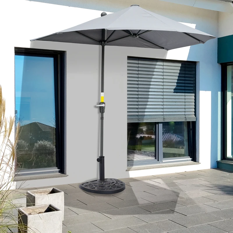 Best 9kg Resin Parasol Base, Half Round Umbrella Stand with Floral Design for Garden, Outdoor, Suitable Umbrella Rod: Φ3.8cm, Φ4.8cm, Bronze Tone - Image 2